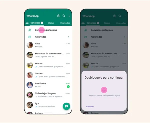  WhatsApp lança atualização com proteção de conversas com senha