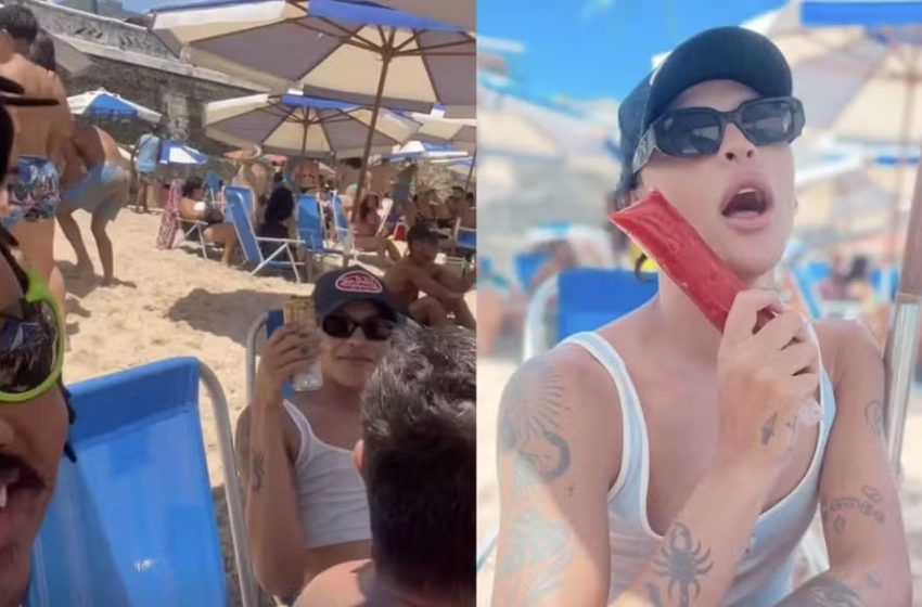  Pabllo Vittar curte primeiro dia do ano em praia de Salvador