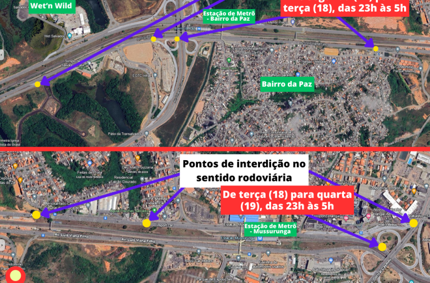  Trânsito será bloqueado temporariamente por duas noites na Av. Paralela