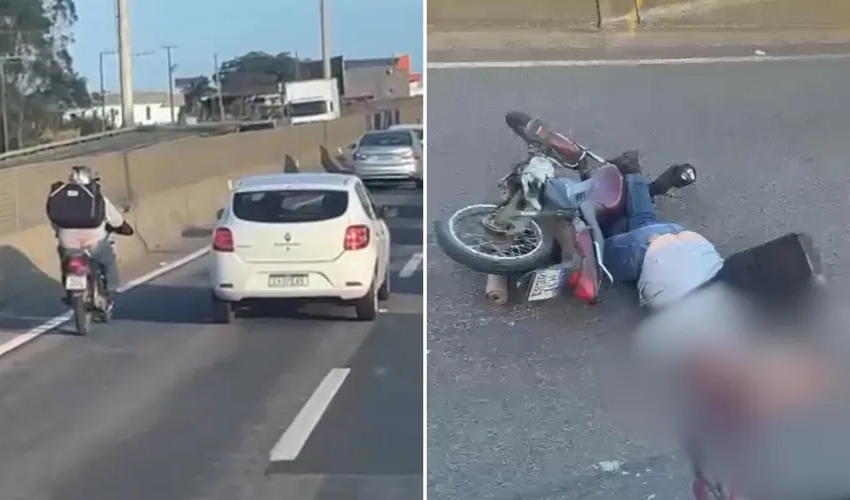  Briga de trânsito na BR-101 termina com motoboy esmagado por carreta; veja vídeo