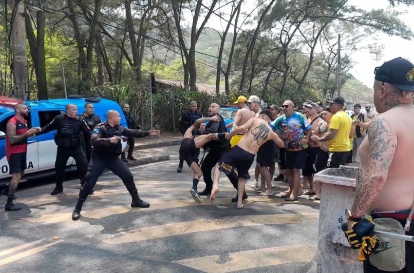  Torcedores de Flamengo e Peñarol se envolvem em briga em praia no Rio