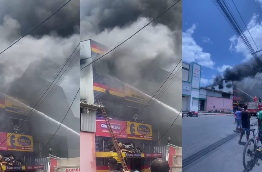  Incêndio destrói prédio comercial em Feira de Santana 