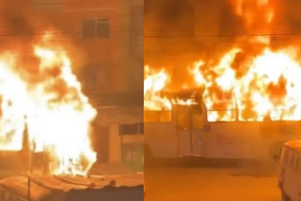  Ônibus sofre pane elétrica e pega fogo em Salvador