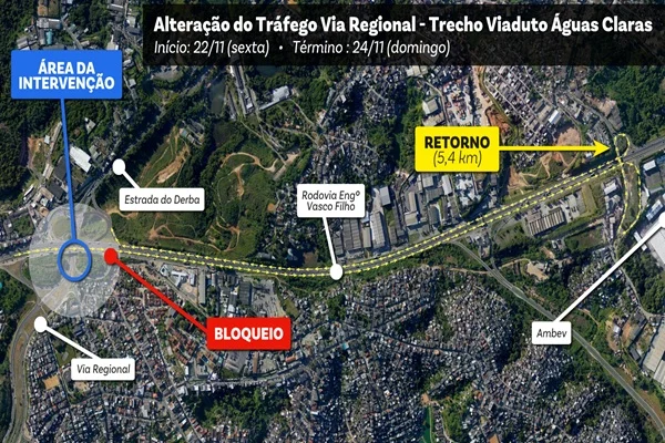  Tráfego na Via Regional será alterado temporariamente neste fim de semana