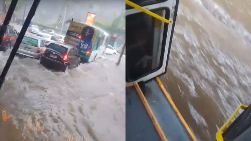  Baixa de Quintas alaga e água invade lojas