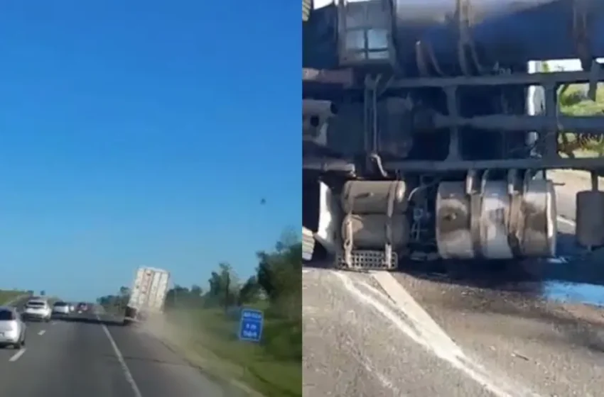  Caminhoneiro embriagado tomba carreta na BR-324 e abandona veículo antes da chegada da PRF