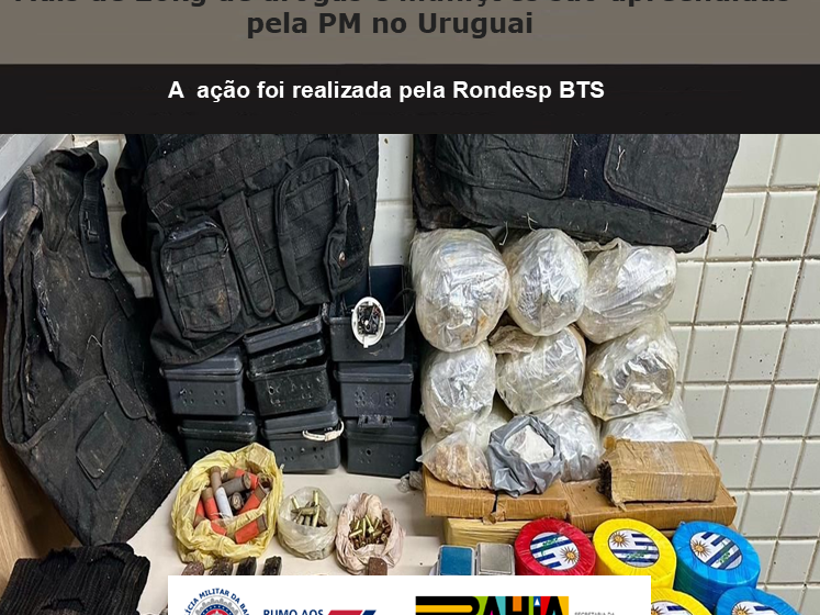  Mais de 20kg de drogas e munições são apreendidas pela PM no Uruguai