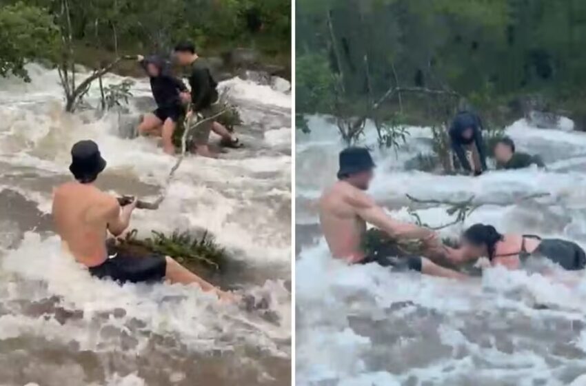  Turistas enfrentam susto durante cabeça d’água na Chapada dos Veadeiros